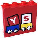 LEGO rot Panel 1 x 4 x 3 mit YS auf Toy Zug Aufkleber mit Seitenstützen, Hohlbolzen (35323)
