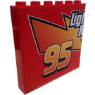 LEGO Red Panel 1 x 6 x 5 with 95, Telephone, and Heart (Two Sides) Sticker (59349)