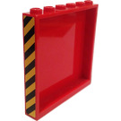 LEGO Rood Paneel 1 x 6 x 5 met Zwart en Geel Danger Strepen (Both Sides) Sticker (59349)