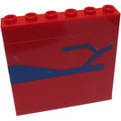 LEGO Red Panel 1 x 6 x 5 with Blue Geometrical Shapes Sticker (59349)