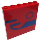 LEGO rot Panel 1 x 6 x 5 mit Blau Muster Aufkleber (59349)