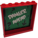LEGO Rood Paneel 1 x 6 x 5 met Danger Ahead en question marks Sticker (59349)