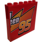 LEGO rouge Panneau 1 x 6 x 5 avec Lightning McQueen et 95 (La gauche Demi) Autocollant (59349)