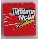 LEGO Rood Paneel 1 x 6 x 5 met Lightning McQueen en 95 (Rechtsaf Halve) Sticker (59349)
