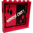 LEGO Rood Paneel 1 x 6 x 5 met Watch Out Sticker (59349)