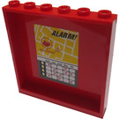 LEGO Red Panel 1 x 6 x 5 with yellow alarm! map Sticker (59349)
