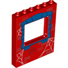 LEGO Rosso Pannello 1 x 6 x 6 con Finestra Ritaglio con Blu stone Telaio della finestra con Ragno webs (15627 / 36809)