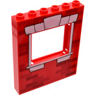 LEGO Rot Paneel 1 x 6 x 6 mit Fenster Ausschnitt mit Bricks und Weiß Fensterrahmen (15627 / 17666)