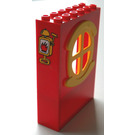 LEGO rot Panel 2 x 6 x 7 Fabuland Mauer Assembly mit Feuer Alarm Aufkleber