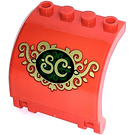 LEGO Red Panel 3 x 4 x 3 Curved with Hinge with SC in golden Ornaments Sticker (18910)