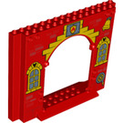 LEGO Red Panel 4 x 16 x 10 with Gate Hole with Fire Entrance (15626 / 78211)