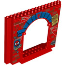 LEGO Red Panel 4 x 16 x 10 with Gate Hole with Spider-Man, Green Goblin, and Blue Stone archway (15626 / 21361)