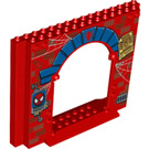 LEGO Punainen Paneeli 4 x 16 x 10 jossa Gate Reikä jossa Spider-Mies, Vihreä Goblin, ja Sininen Stone archway (15626 / 21361)