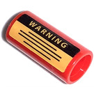 LEGO Red Pin Joiner Round with Warning Text  Sticker with Slot (29219)