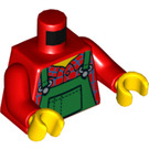LEGO Rood Plaid Shirt met Green Overals Torso (973 / 76382)