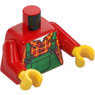 LEGO Rød Plaid Skjorte med Grønn Stitched Kjeledress Bib Overkropp (973 / 76382)