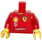 LEGO Rood Vlak Torso met Rood Armen en Geel Handen met Shell & Ferrari logo, UPS, Kaspersky Sticker (973)