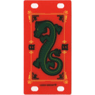 LEGO Red Plastic Flag 4 x 8 with Oriental Green Dragon