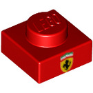 LEGO Rood Plaat 1 x 1 met Ferrari logo (3024 / 49115)