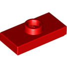 LEGO rot Platte 1 x 2 mit 1 Stud (mit Nut und unterem Bolzenhalter) (15573 / 78823)