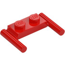 LEGO Rot Platte 1 x 2 mit Griffe (Niedrige Griffe) (3839)