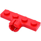 LEGO rot Platte 1 x 4 mit Kugelgelenkpfanne (Kurz mit 4 Slots) (3183)