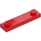 LEGO Red Plate 1 x 4 with Two Studs without Groove (92593)