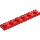 LEGO Rød Plate 1 x 6 (3666)