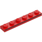 LEGO Červená Deska 1 x 6 s Černá Proužek na Postranní (3666)