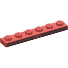 LEGO Rood Plaat 1 x 6 met Rood Audi logo en Dashes Aan Zwart Background (3666 / 106729)