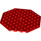 LEGO Rood Plaat 10 x 10 Octagonal met Gat (89523)