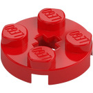 LEGO Rood Plaat 2 x 2 Rond met As gat (met 'X'-vormig asgat) (4032)