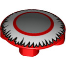 LEGO Red Plate 2 x 2 Round with Rounded Bottom with Silver circle with white feather surround (2654 / 67527)