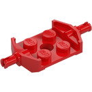 LEGO Rød Plate 2 x 2 med Bred Hjul Holders (Ikke-forsterket bunn) (6157)