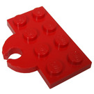 LEGO Red Plate 2 x 4 with Coupling for Removable Hook