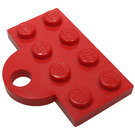 LEGO rouge assiette 2 x 4 avec Épingle Trou