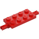 LEGO Rojo Placa 2 x 4 con Pins (30157 / 40687)