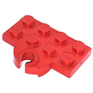 LEGO Röd Platta 2 x 4 med Tåg Coupling Platta (Öppen)