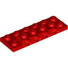 LEGO rot Platte 2 x 6 x 0.7 mit 4 Bolzen auf Seite (72132 / 87609)