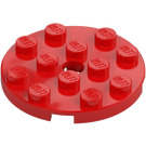 LEGO Rood Plaat 4 x 4 Rond met Gat en Snapstud (60474)