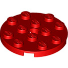 LEGO Rood Plaat 4 x 4 Ronde met Gat en Snapstud (60474)