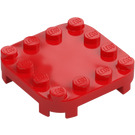 LEGO Rouge assiette 4 x 4 x 0.7 avec Coins arrondis et Empty Middle (66792)