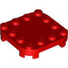 LEGO Rood Plaat 4 x 4 x 0.7 met Afgeronde hoeken en Empty Middle (66792)