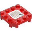 LEGO Red Plate 4 x 4 x 0.7 with Rounded Corners and Empty Middle with Throne Scanner Code (66792)