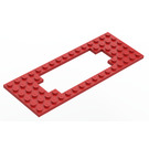 LEGO Red Plate 6 x 16 with Motor Cutout Type 2 (Large Cutout) (3058)