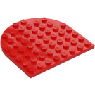 LEGO Rojo Placa 8 x 8 Circular Mitad Círculo (41948)