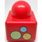 LEGO rot Primo Backstein 1 x 1 mit 3 coloured balls und n° 3 auf Gegenüberliegende Seiten