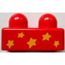LEGO rot Primo Backstein 1 x 2 mit Stars (31001)