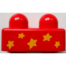 LEGO Rood Primo Steen 1 x 2 met Sterren (31001)