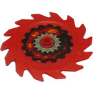 LEGO Red Saw Blade with 14 Teeth with Silver Gear, Flames Sticker (61403)